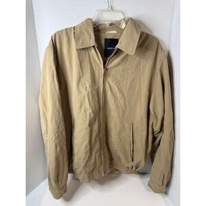 London Fog Mens Tan Khaki Full Zip Mesh Lined Harrington Jacket Size Medium